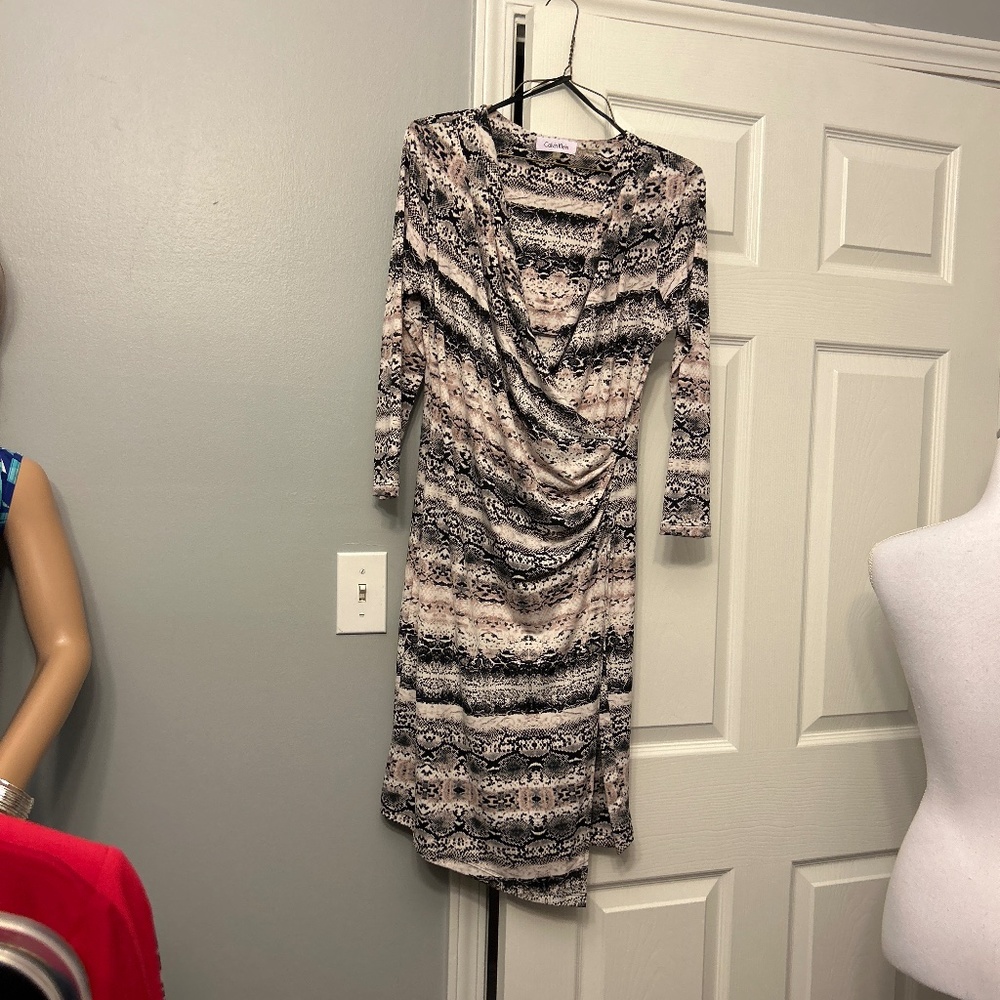 Calvin Klein animal print midi dress NWT
